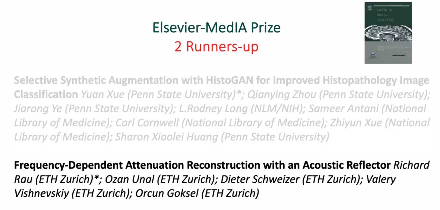 MICCAI Elsevier MedIA Prize runner-up